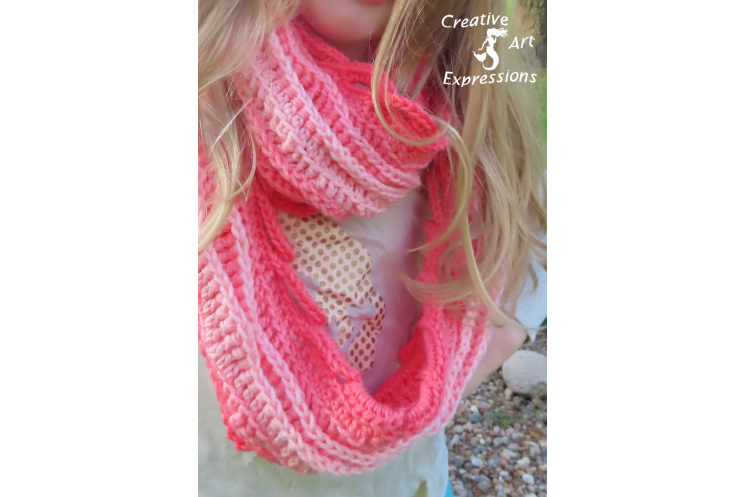 Sea Breeze Long Infinity Scarf in Sea Coral Youth 6-10