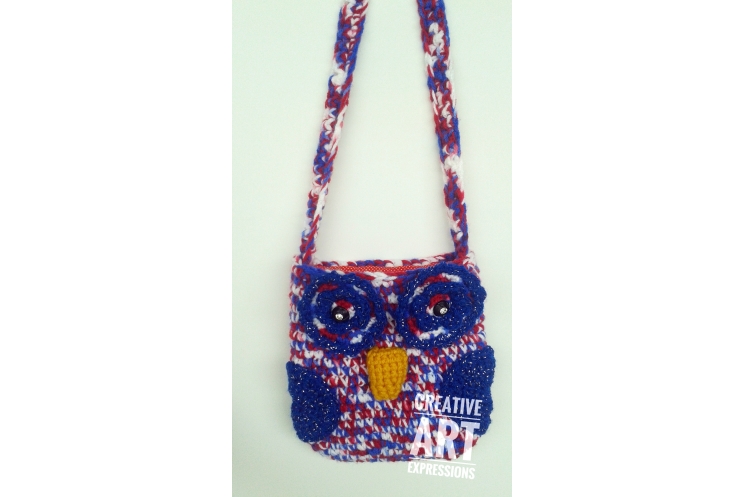 Red White Blue Owl Purse Crocheted