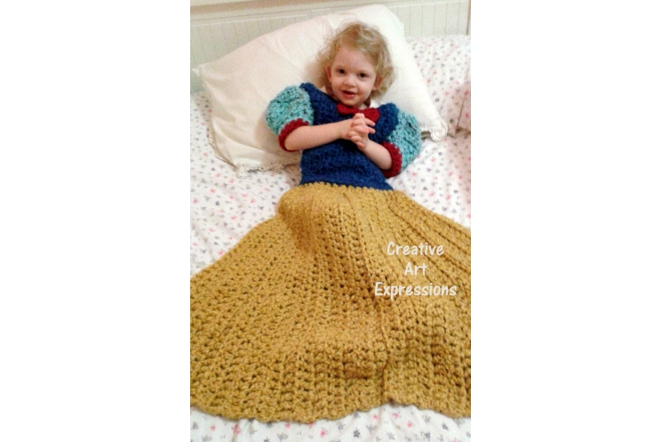 Fair Princess Dress Blanket in Golden Thick Soft Yarn