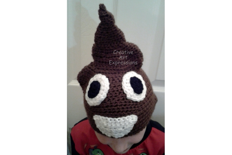 Child Poop Emoji Crocheted Hat without Ear flaps