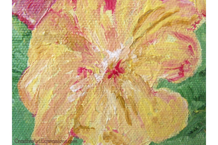 Hand Painted Lantana In Bloom Acrylic Painting