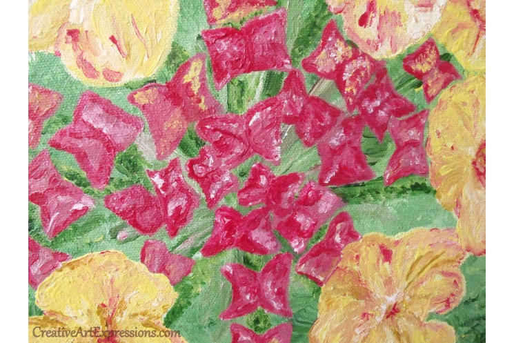 Hand Painted Lantana In Bloom Acrylic Painting