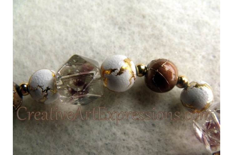 Creative Art Expressions Handmade Gold White Bronze Bracelet Jewelry