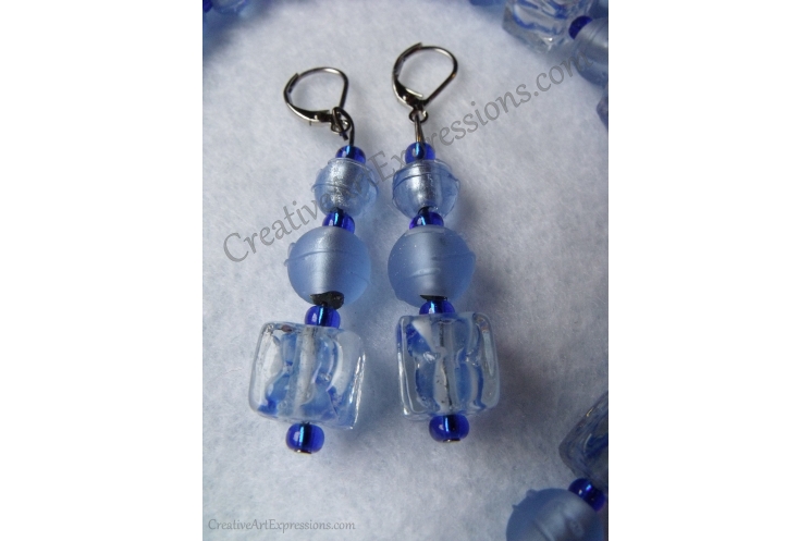 Creative Art Expressions Handmade Blue Necklace & Earring Jewelry Set