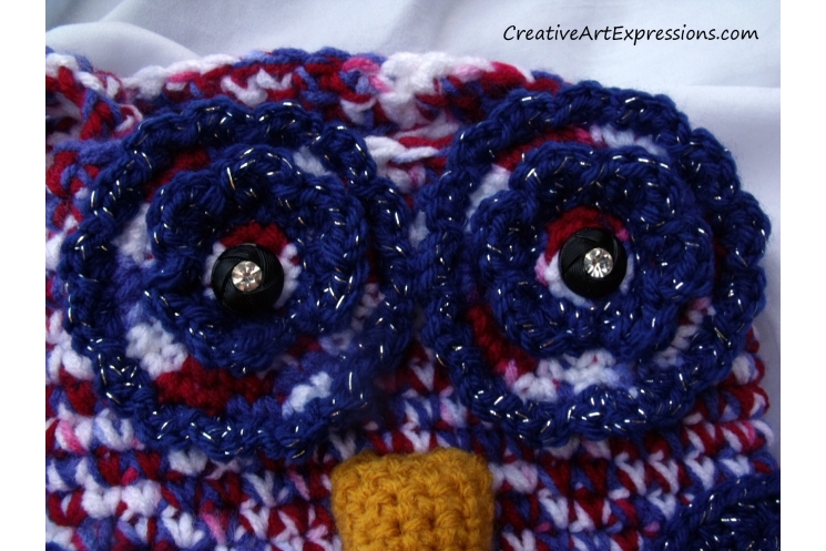 Creative Art Expressions Hand Crocheted Patriotic Owl Purse