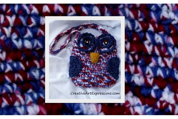 Crocheted Patriotic Owl Purse