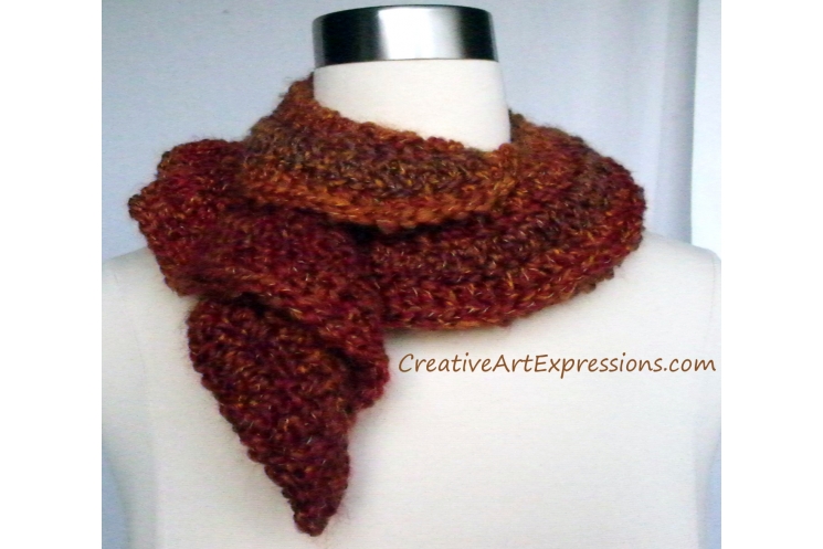 Creative Art Expressions Hand Crocheted Autumn Wavy Scarf