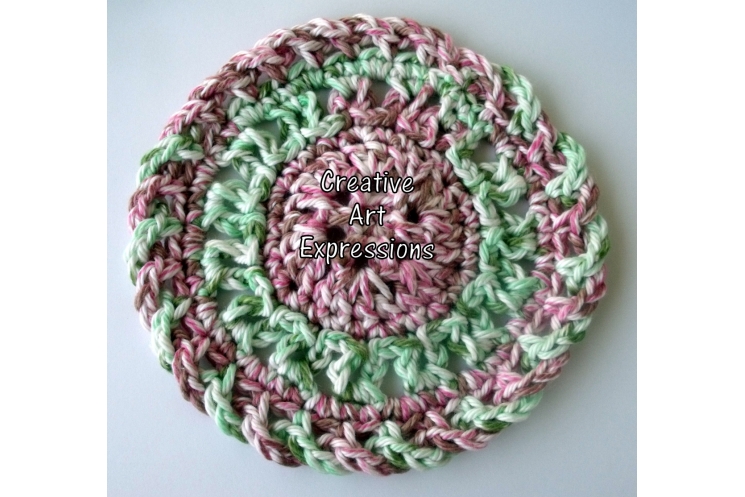 Red Pink Green Crocheted Christmas Coasters