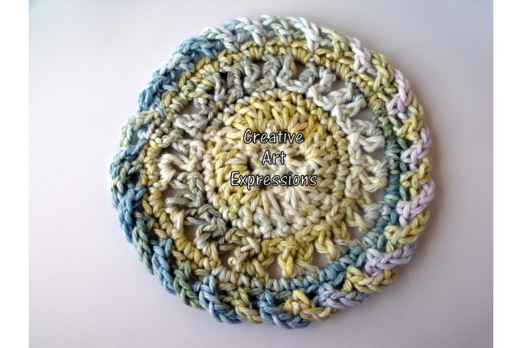 Pink Blue Yellow & Green Crocheted Coasters