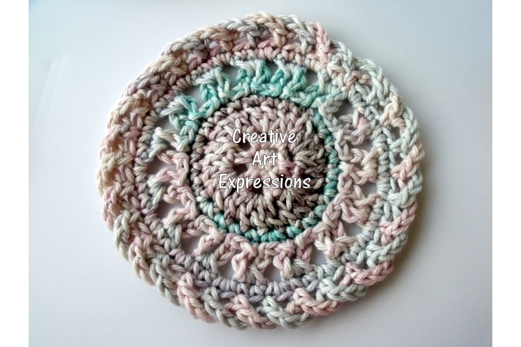 Pastel Pink Crocheted Round Cotton Coasters