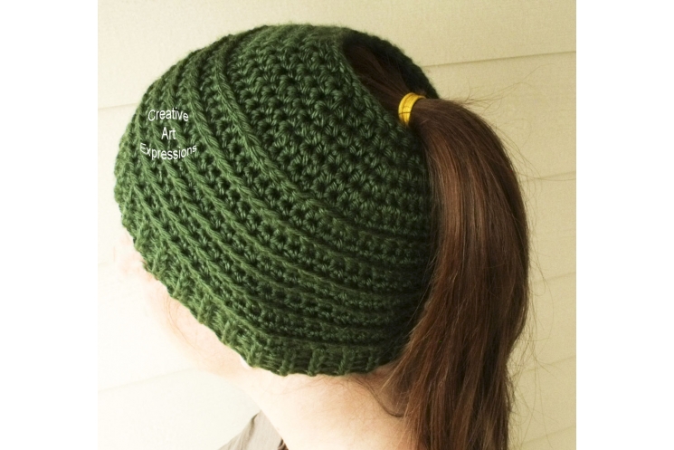 Green Messy Bun Hat