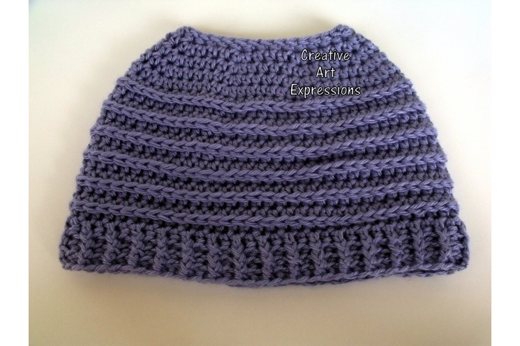 Lavender Purple Messy Bun Hat Beanie, Pony Tail Hat