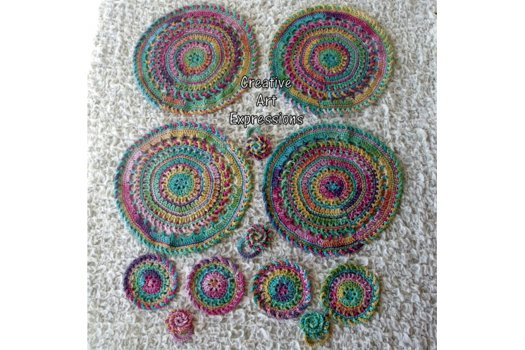 Bright Rainbow Place Mat Coaster & Napkin Ring Set