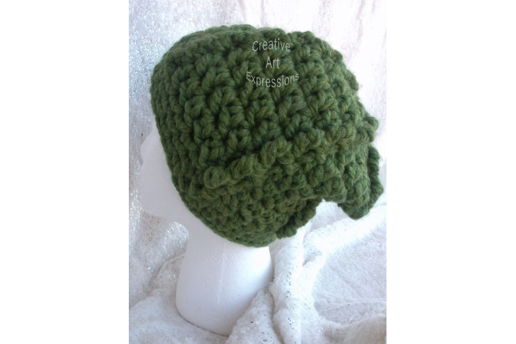 Bulky Ribbed Slouchy Hat in Grass Green