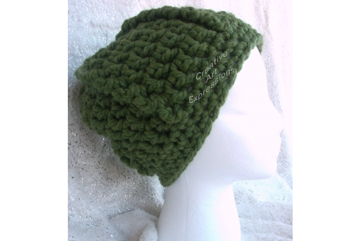 Bulky Ribbed Slouchy Hat in Grass Green