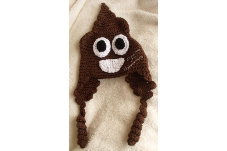 Poop Emoji Brown Hat Crocheted Child Size