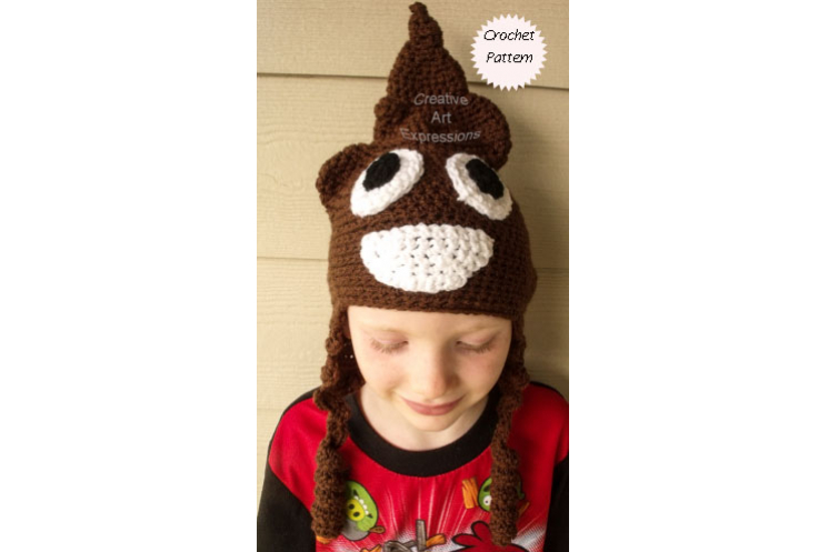 Child Poop Emoji Crocheted Hat without Ear flaps