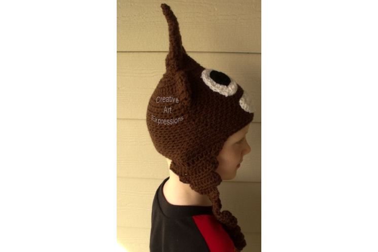 Child Poop Emoji Crocheted Hat with Ear flaps