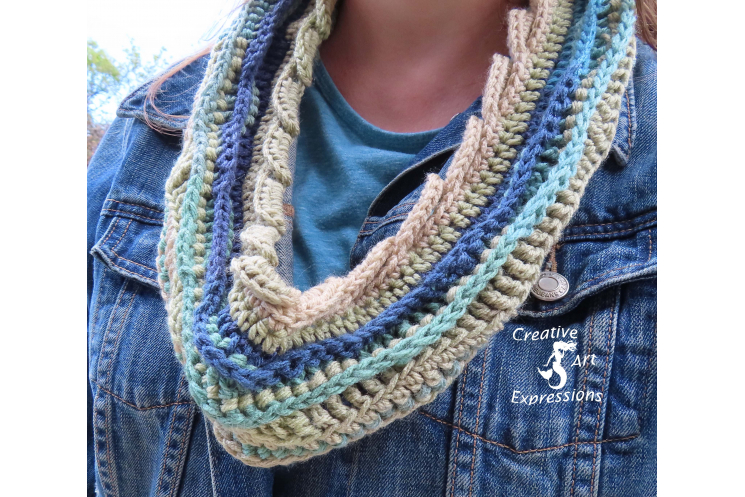 Sea Breeze Infinity Scarf in Mystic Sea