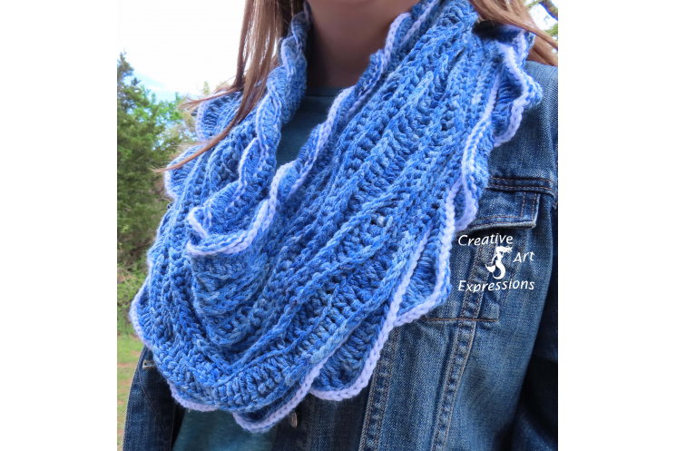 Sea Breeze Infinity Scarf in Sapphire Sea