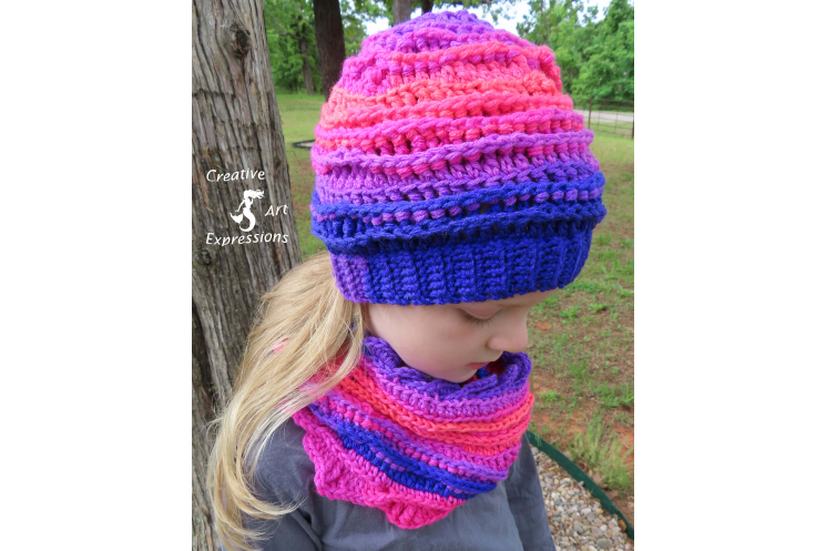 Sea Breeze Hat & Infinity Scarf in Flamingo Bay