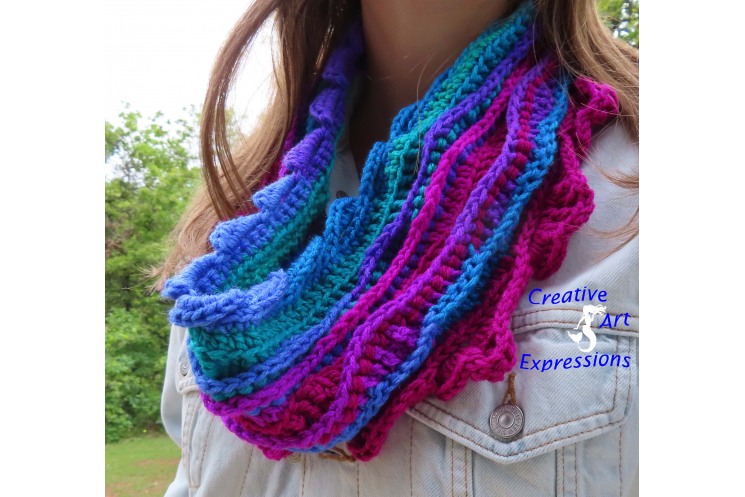 Sea Breeze Adult Teen Infinity Scarf Ocean Deep