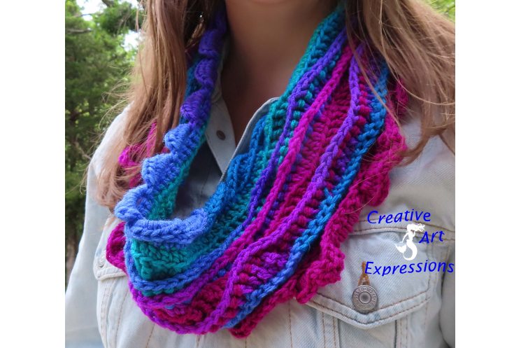 Sea Breeze Adult Teen Infinity Scarf Ocean Deep