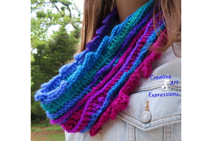 Sea Breeze Adult Teen Infinity Scarf Ocean Deep