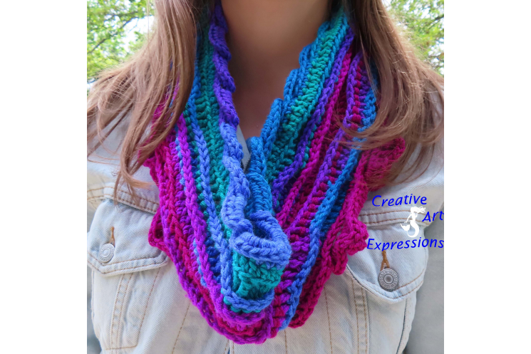 Sea Breeze Adult Teen Infinity Scarf Ocean Deep