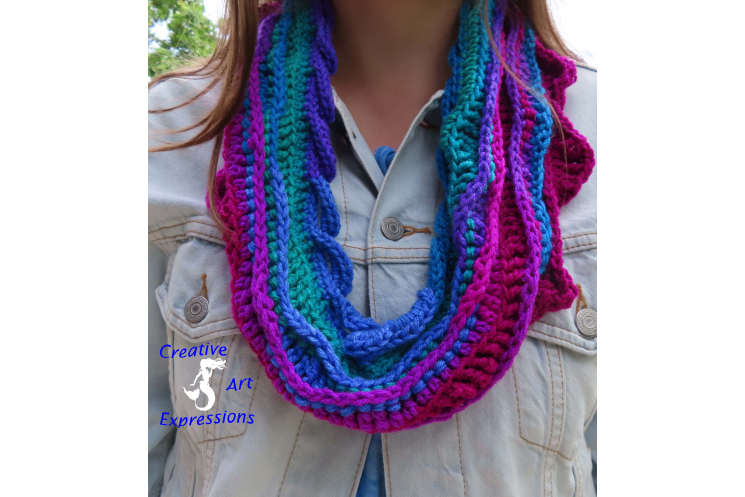 Sea Breeze Adult Teen Infinity Scarf Ocean Deep