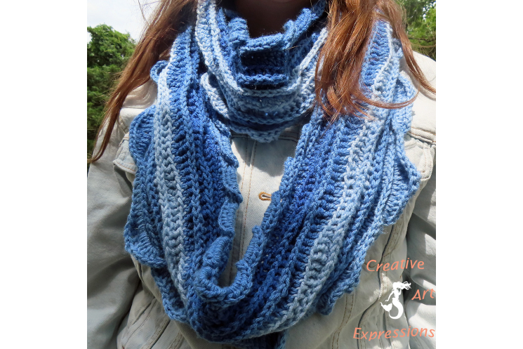Sea Breeze Long Infinity Scarf in Sapphire Sea Adult Teen