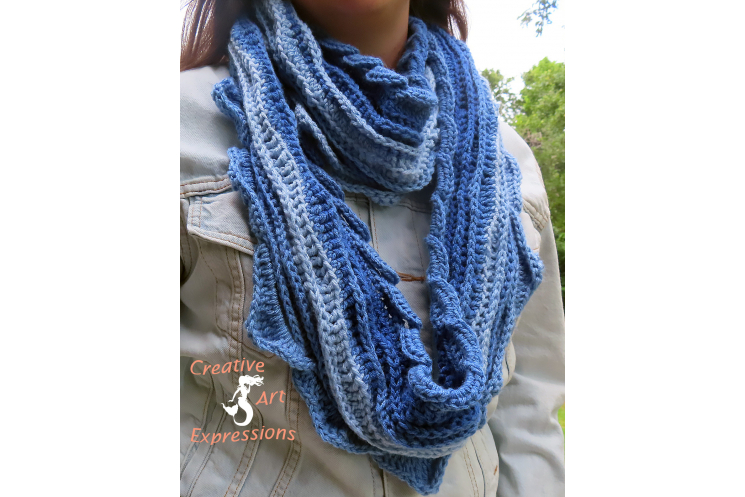 Sea Breeze Long Infinity Scarf in Sapphire Sea Adult Teen