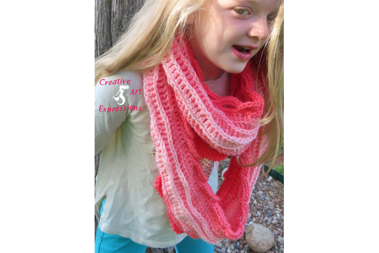 Sea Breeze Long Infinity Scarf in Sea Coral Youth 6-10