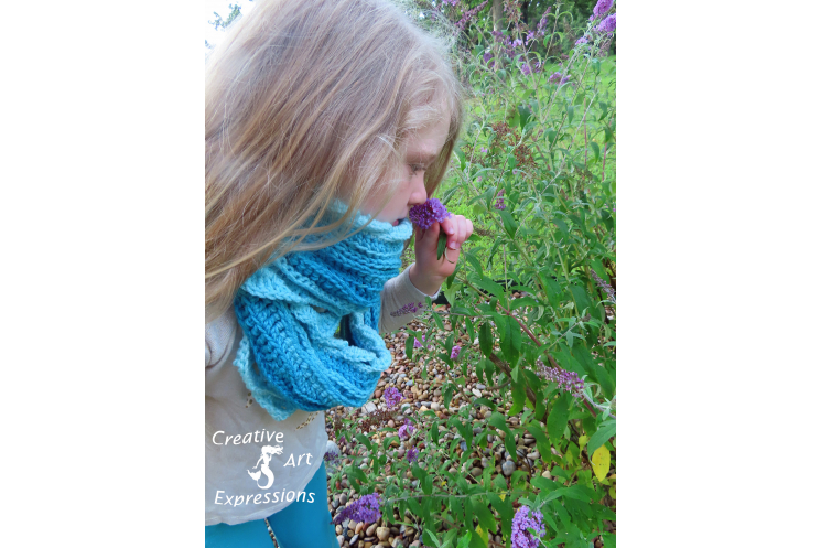 Sea Breeze Long Infinity Scarf in Scuba Child 2-5
