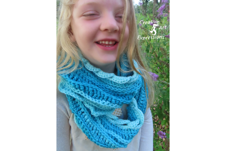 Sea Breeze Long Infinity Scarf in Scuba Child 2-5
