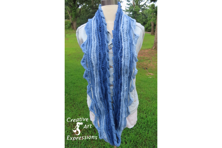 Sea Breeze Long Infinity Scarf in True Blue Adult Teen