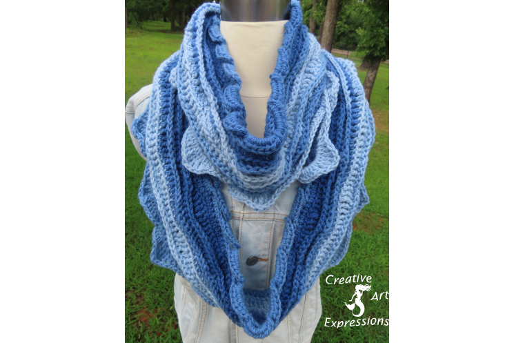 Sea Breeze Long Infinity Scarf in True Blue Adult Teen