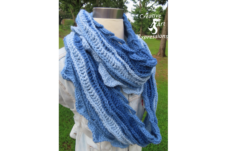 Sea Breeze Long Infinity Scarf in True Blue Adult Teen