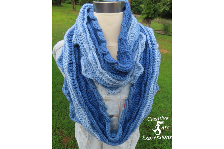 Sea Breeze Long Infinity Scarf in Sapphire Sea Adult Teen
