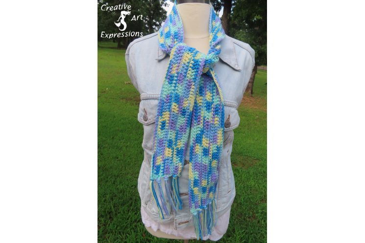 Beginner Crochet Scarf in Stillwaters