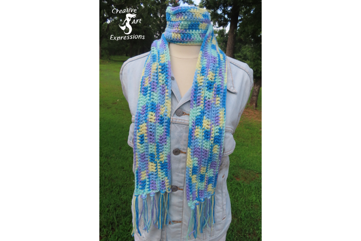 Beginner Crochet Scarf in Stillwaters