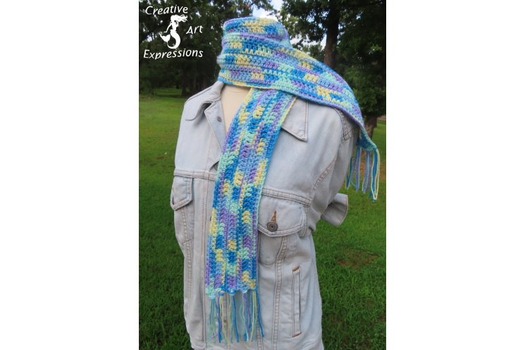 Beginner Crochet Scarf in Stillwaters