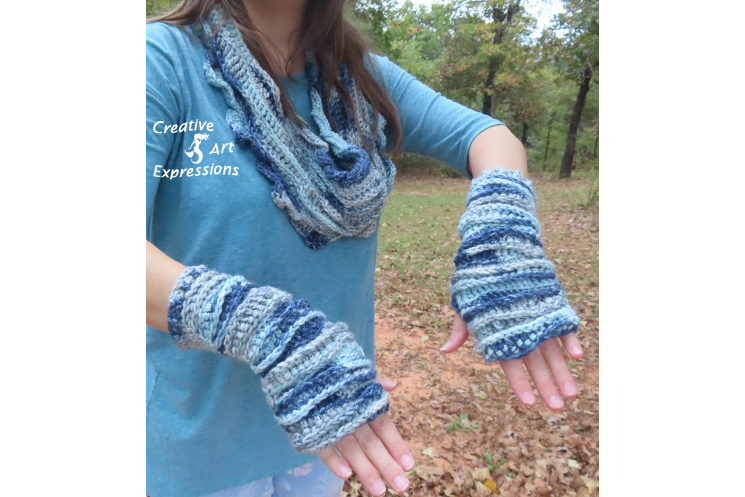 Sea Breeze Infinity Scarf & Glove Set in Float Along Adult Teen