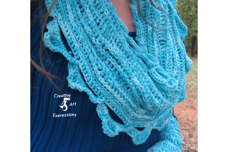 Sea Breeze Infinity Scarf & Fingerless Glove Set in Topaz Sea Adult Teen