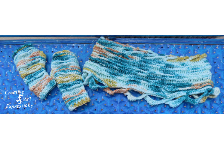 Sea Breeze Infinity Scarf & Glove Set in Teal Sunset Adult Teen