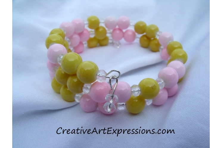 Creative Art Expressions Handmade Pink & Yellow Bracelet