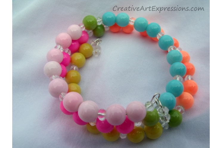 Creative Art Expressions Handmade Neon Multi Colored Bracelet