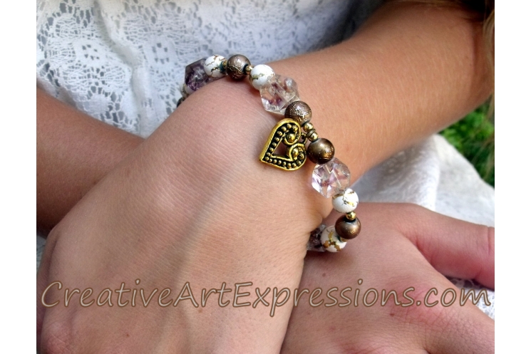 Creative Art Expressions Handmade Gold White Bronze Bracelet Jewelry