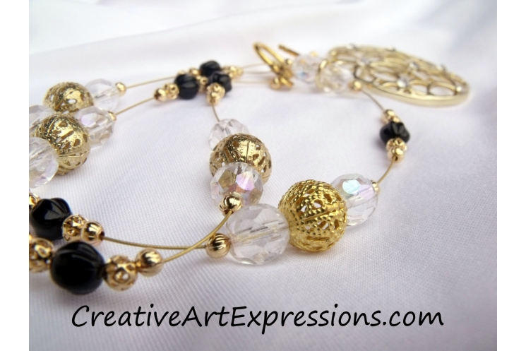 Gold Black & Crystal Necklace Jewelry Design