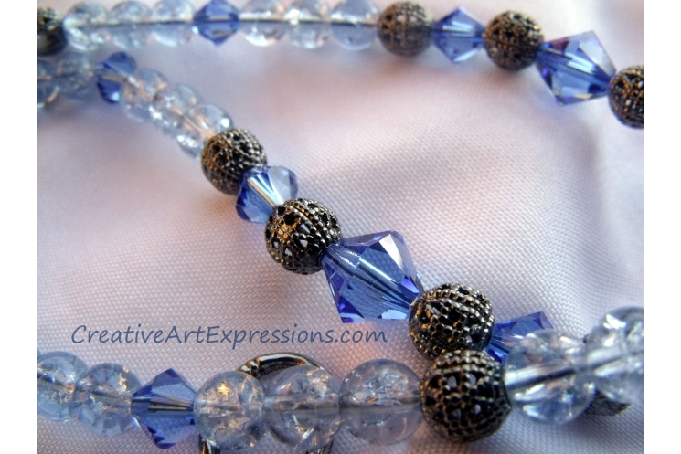 Blue & Antique Silver Necklace Jewelry Design